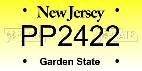 PP2422 New Jersey License Plate