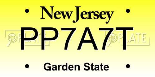 PP7A7T New Jersey License Plate