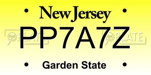 PP7A7Z New Jersey License Plate