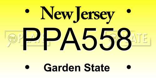 PPA558 New Jersey License Plate