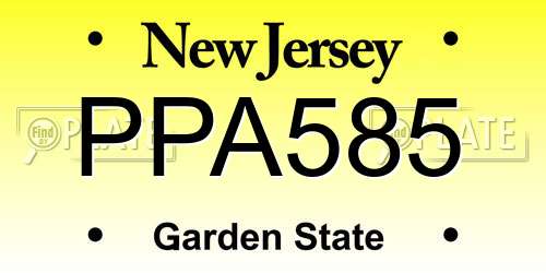 PPA585 New Jersey License Plate