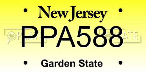 PPA588 New Jersey License Plate