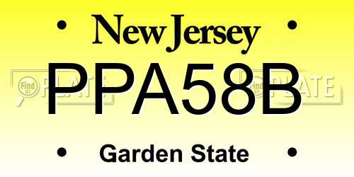 PPA58B New Jersey License Plate