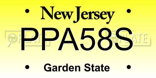 PPA58S New Jersey License Plate
