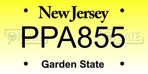 PPA855 New Jersey License Plate