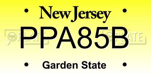 PPA85B New Jersey License Plate