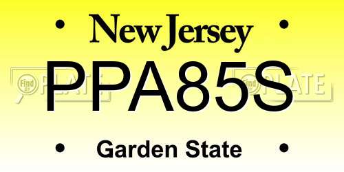 PPA85S New Jersey License Plate