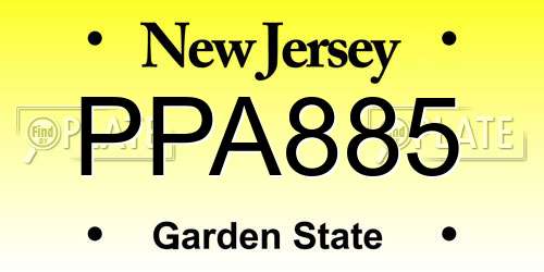 PPA885 New Jersey License Plate
