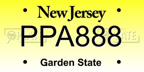 PPA888 New Jersey License Plate