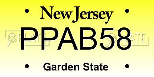 PPAB58 New Jersey License Plate