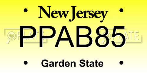 PPAB85 New Jersey License Plate