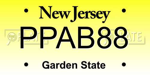 PPAB88 New Jersey License Plate