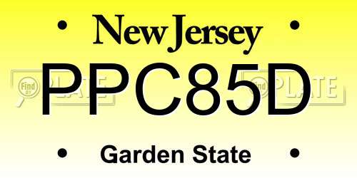 PPC85D New Jersey License Plate