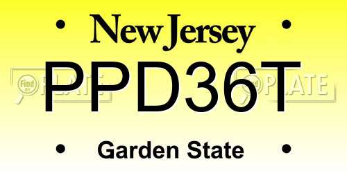 PPD36T New Jersey License Plate