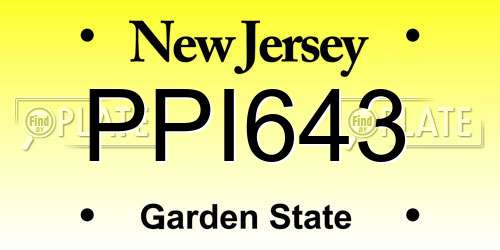 PPI643 New Jersey License Plate