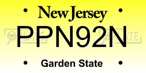 PPN92N New Jersey License Plate