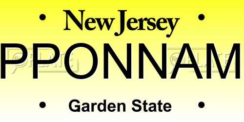 PPONNAM New Jersey License Plate