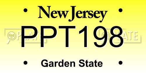 PPT198 New Jersey License Plate