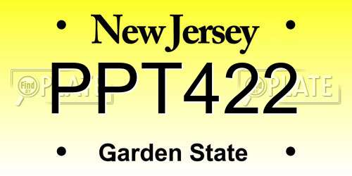 PPT422 New Jersey License Plate