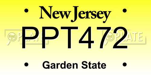 PPT472 New Jersey License Plate