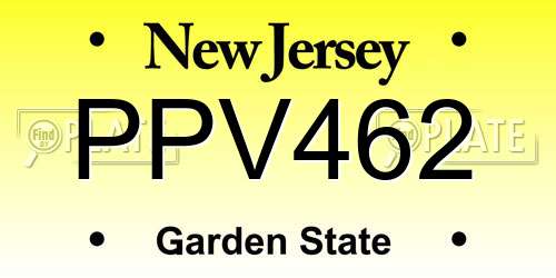 PPV462 New Jersey License Plate
