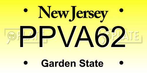 PPVA62 New Jersey License Plate