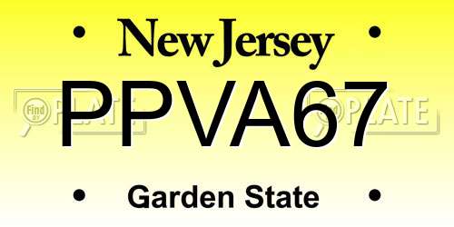 PPVA67 New Jersey License Plate
