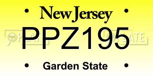 PPZ195 New Jersey License Plate