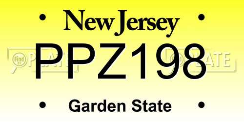PPZ198 New Jersey License Plate