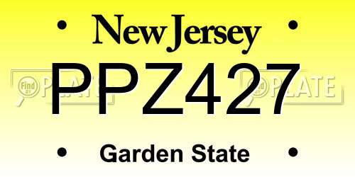 PPZ427 New Jersey License Plate