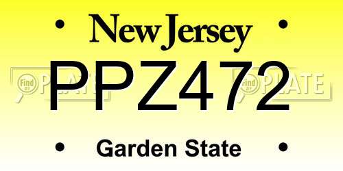 PPZ472 New Jersey License Plate