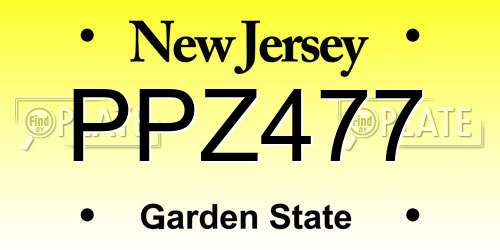 PPZ477 New Jersey License Plate