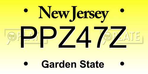 PPZ47Z New Jersey License Plate
