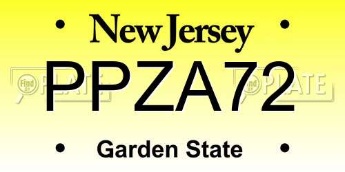 PPZA72 New Jersey License Plate