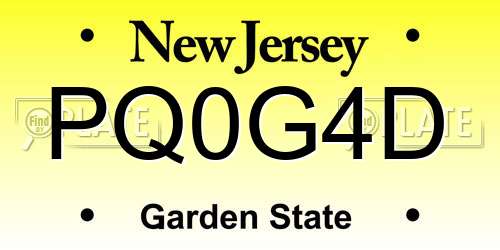 PQ0G4D New Jersey License Plate