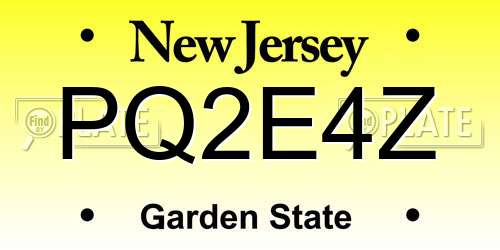 PQ2E4Z New Jersey License Plate