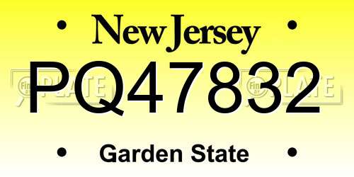 PQ47832 New Jersey License Plate