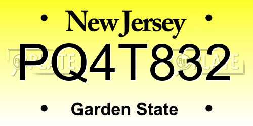 PQ4T832 New Jersey License Plate