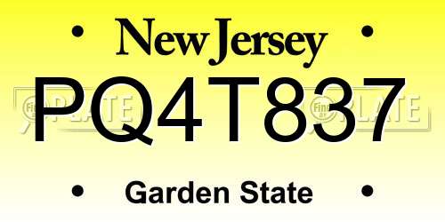 PQ4T837 New Jersey License Plate