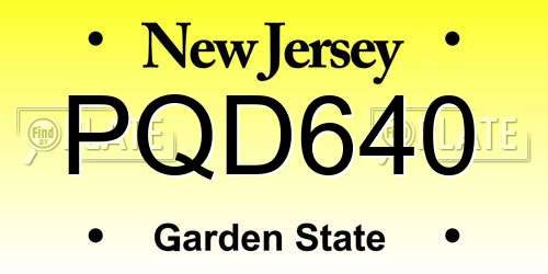 PQD640 New Jersey License Plate