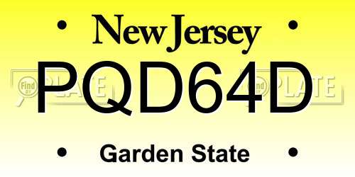 PQD64D New Jersey License Plate