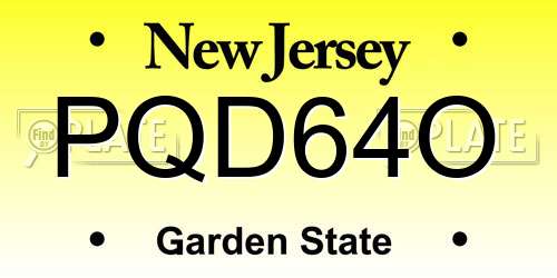 PQD64O New Jersey License Plate