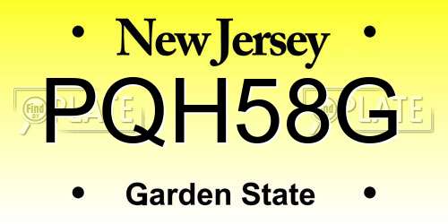 PQH58G New Jersey License Plate
