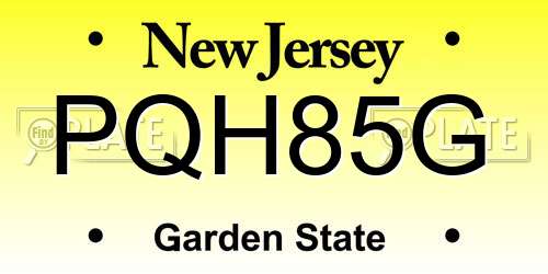 PQH85G New Jersey License Plate