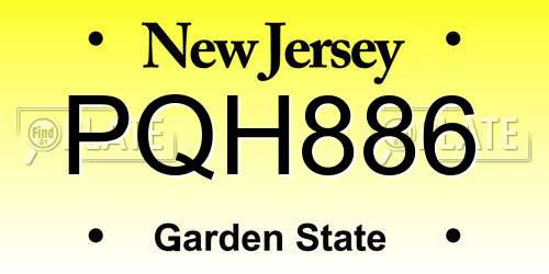 PQH886 New Jersey License Plate