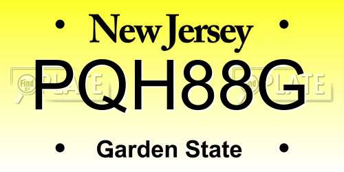 PQH88G New Jersey License Plate