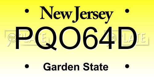PQO64D New Jersey License Plate
