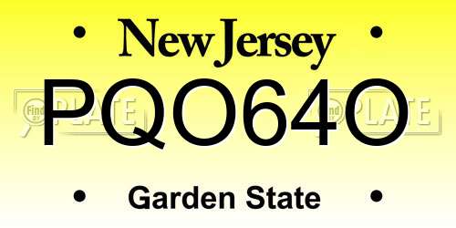 PQO64O New Jersey License Plate