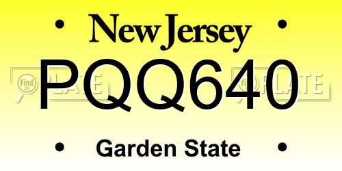 PQQ640 New Jersey License Plate