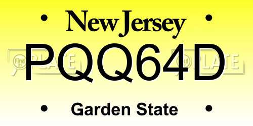 PQQ64D New Jersey License Plate